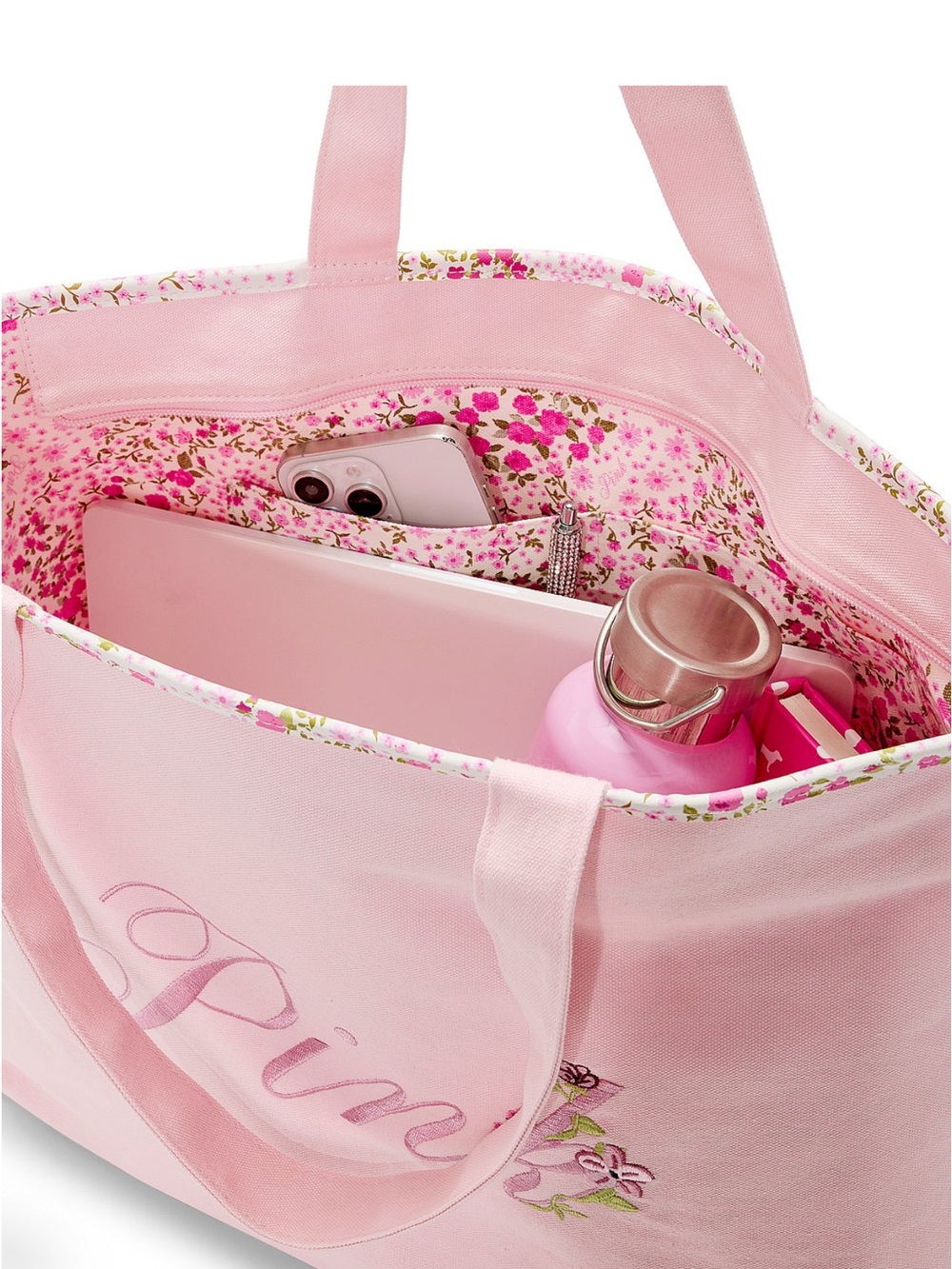 Victoria's Secret Pink Floral Lined Tote